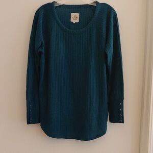 Chaser Teal Textured Knit Top